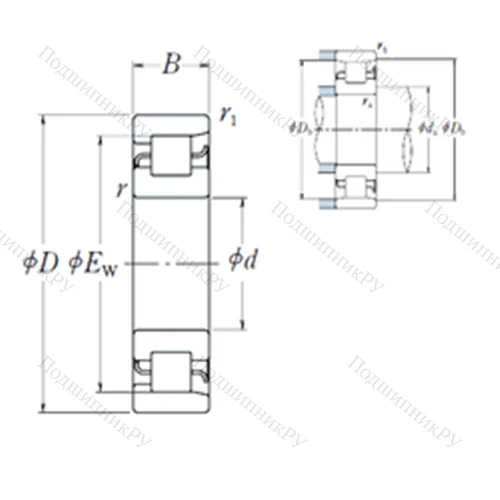 Подшипник роликовый радиальный NF 1036