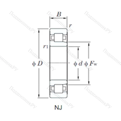 Подшипник роликовый радиальный NJ 2211R