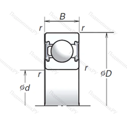Подшипник шариковый радиальный 6305T 1XVV