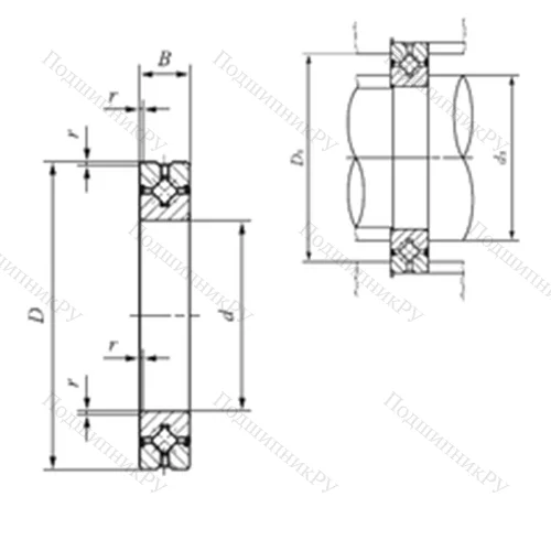 Подшипник роликовый упорно-радиальный с четырехточечным контактом CRBH 25025 A UU от производителя  IKO