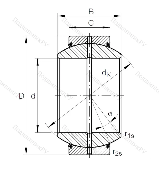 Шарнирный подшипник GE 45 FO 2RS от производителя  INA