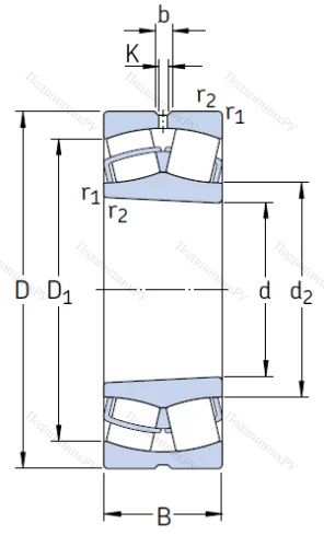Сферический роликовый подшипник с конической посадкой на вал 22222 EK от производителя  SKF
