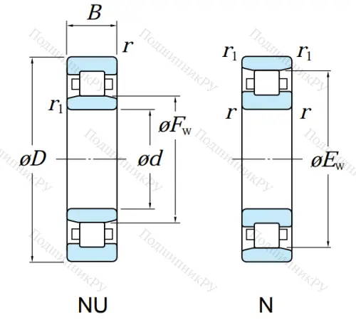 Роликовый цилиндрический подшипник N 309 от производителя  KOYO