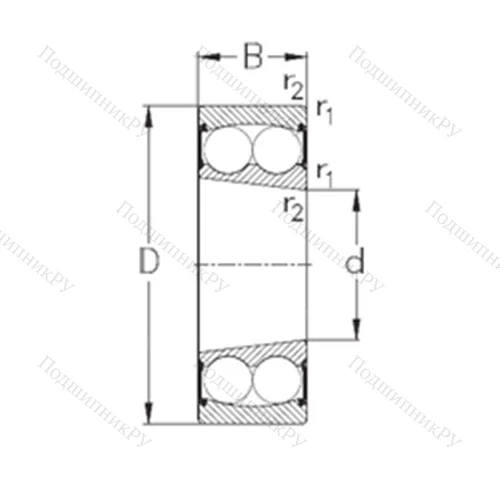 Подшипник шариковый радиальный самоцентрирующийся 2211-K-2RS