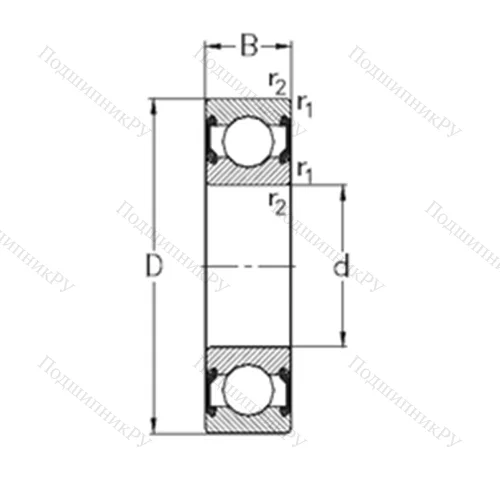 Подшипник шариковый радиальный 6208-2RS 2
