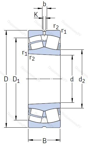 Сферический роликовый подшипник с конической посадкой на вал 22218 EK/C 3 от производителя  SKF