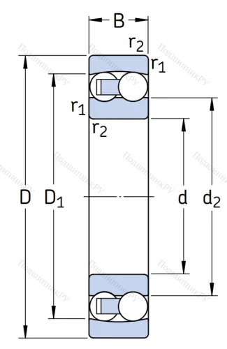 Двухрядный шариковый подшипник 126 TN 9 от производителя  SKF
