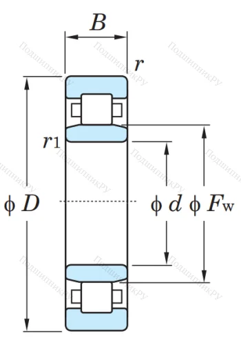 Роликовый цилиндрический подшипник NU 307 ETVP от производителя  KOYO