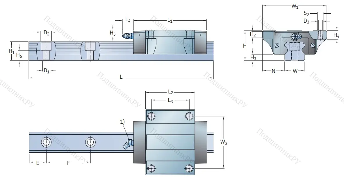 Профильная рельсовая направляющая LLTHS 25 R 1 T 1 220 P 3 E=0 (M/P 011515) в Самаре