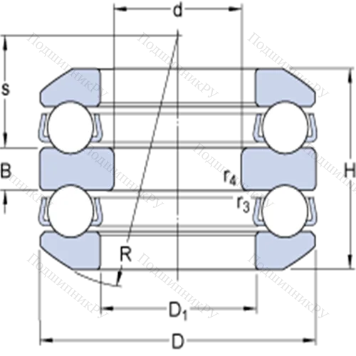 Двойные упорные шарикоподшипники 54208 + U 208
