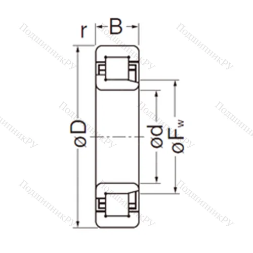 Подшипник роликовый радиальный NJ 2208EG