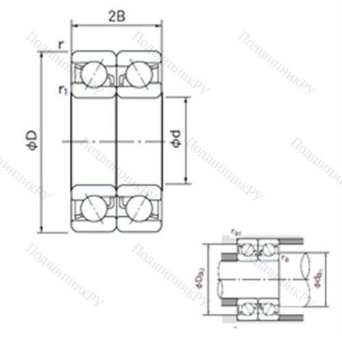 Подшипник шариковый радиально-упорный спаренный 7236DB от производителя  NACHI