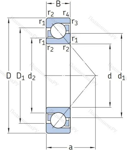 Однорядный шариковый подшипник 7312 BEGBM от производителя  SKF