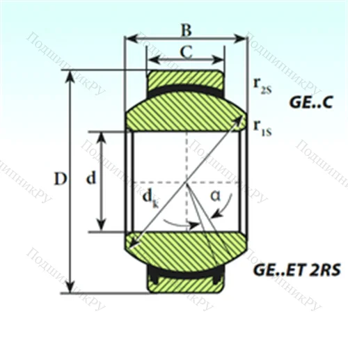 Подшипник скольжения сферический GE 40 ET 2RS от производителя  ISB