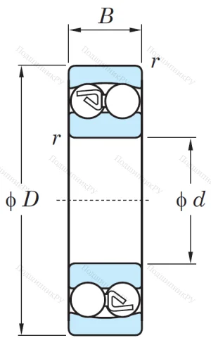 Двухрядный шариковый подшипник 2202 от производителя  KOYO