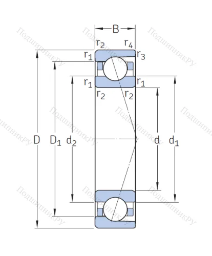 Однорядный шариковый подшипник 7318 BECBJ (66318 КМ (ГОСТ)) от производителя  SKF