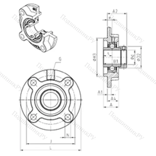 Подшипниковый узел шариковый радиальный EXFC 204 от производителя  SNR