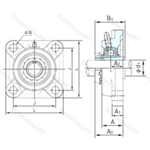 Подшипниковый узел шариковый радиальный UKFX 08+H 2308 от производителя  NACHI