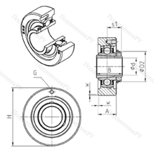 Подшипниковый узел шариковый радиальный UKC 320H
