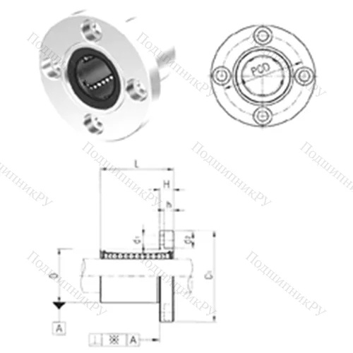 Подшипник шариковый линейный LMF 20 от производителя  Samick
