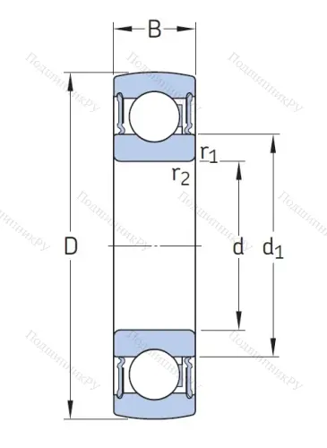 Однорядный шариковый подшипник 1726203-2RS 1 от производителя  SKF