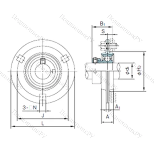 Подшипниковый узел шариковый радиальный KHPF 207A от производителя  NACHI