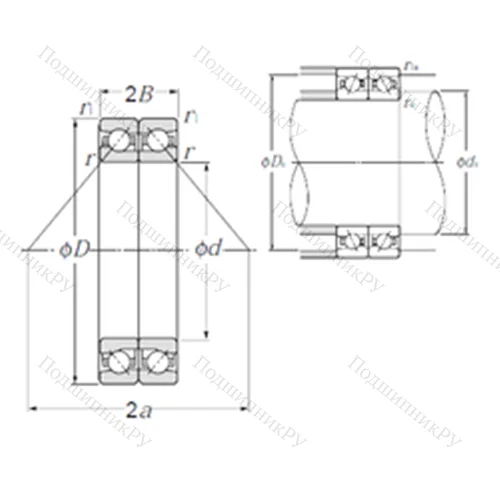 Подшипник шариковый радиально-упорный HTA 952DB от производителя  NTN