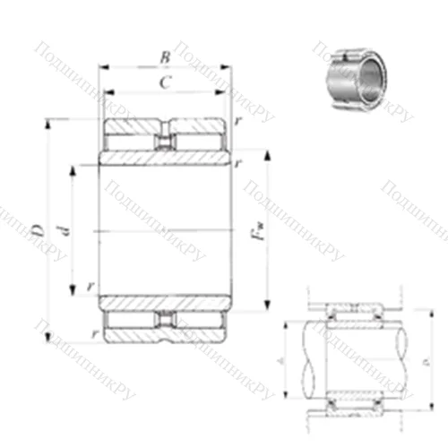Подшипник игольчатый радиальный GTRI 9012550 от производителя  IKO