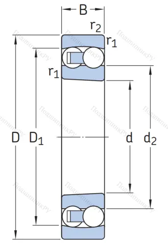Двухрядный шариковый подшипник 1614 (2314) в Самаре