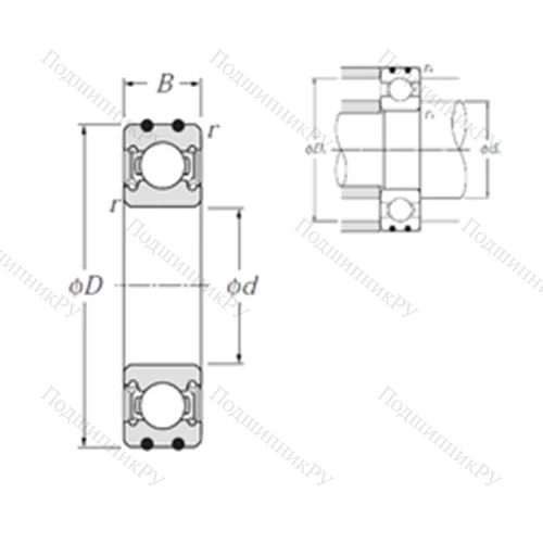 Подшипник шариковый радиальный AC-6001LLU