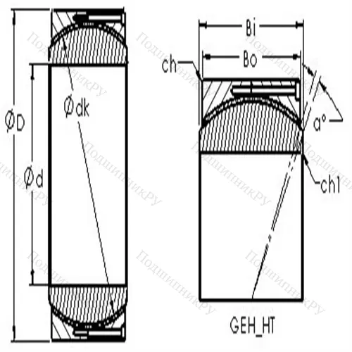 Подшипник скольжения сферический GEH 630HT от производителя  AST