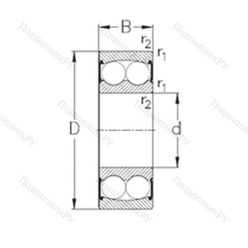 Подшипник шариковый радиальный самоцентрирующийся 2308-2RS