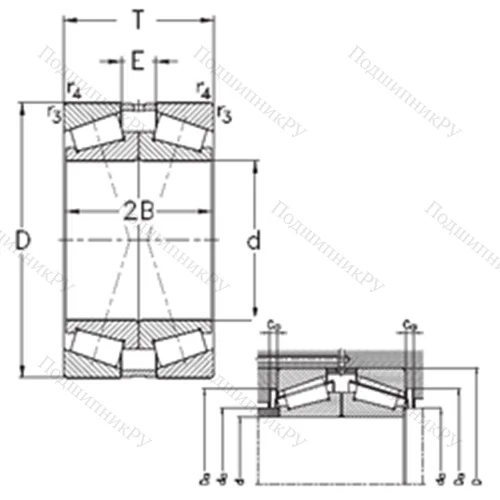 Подшипник роликовый радиально-упорный спаренный 32028-X-DF