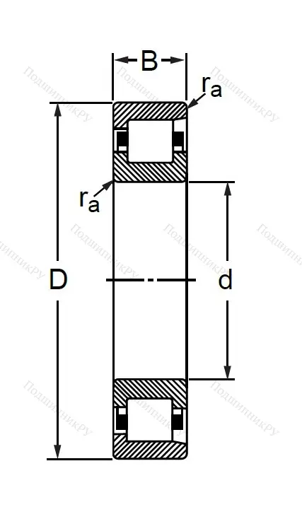 Цилиндрический роликовый подшипник 102209 (N 209 V)