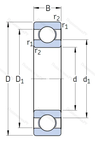 Однорядный шариковый подшипник 6318/C 3 от производителя  SKF