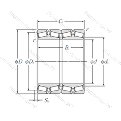 Подшипник роликовый радиально-упорный E-LM 288949D/LM 288910/LM 288910DG 2