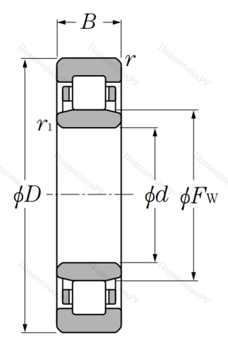 Роликовый цилиндрический подшипник NU 2218 от производителя  NTN