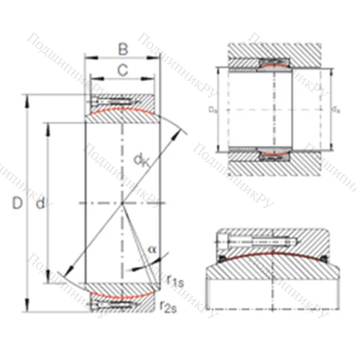 Подшипник скольжения сферический GE 340 DW от производителя  INA Подшипник скольжения сферический GE 340 DW от производителя  INA