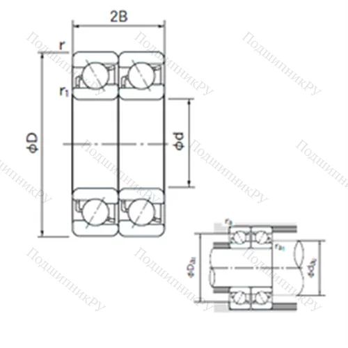 Подшипник шариковый радиально-упорный спаренный 7005CDT