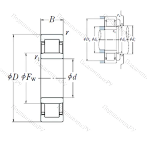 Подшипник роликовый радиальный NU 2212 ET