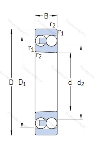 Двухрядный шариковый подшипник 2208 EKTN 9 от производителя  SKF