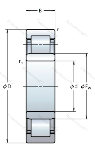 Роликовый цилиндрический подшипник NU 216 ET от производителя  NSK Роликовый цилиндрический подшипник NU 216 ET от производителя  NSK