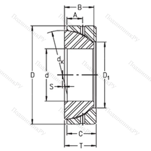Подшипник скольжения сферический GE 55SX от производителя  TIMKEN