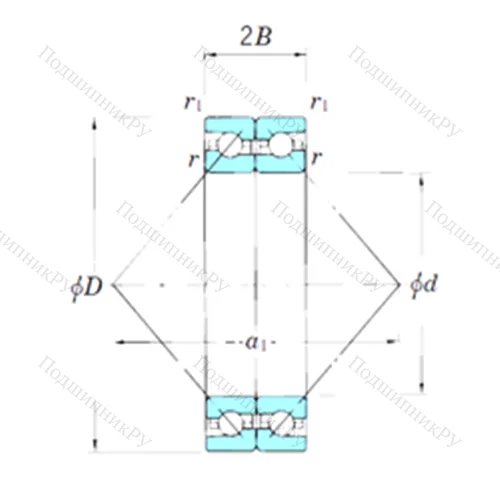 Подшипник шариковый радиально-упорный спаренный ACT 008BDB
