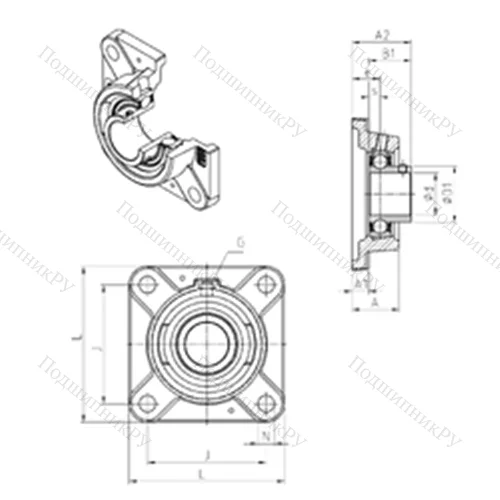 Подшипниковый узел шариковый радиальный USFE 212 от производителя  SNR