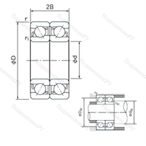 Подшипник шариковый радиально-упорный спаренный 7021CDF