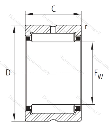 Игольчатый подшипник NK 35/20 TV XL от производителя  INA