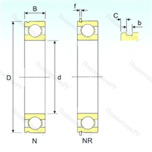 Подшипник шариковый радиальный 6412 NR от производителя  ISB