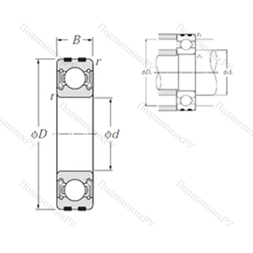 Подшипник шариковый радиальный EC-6303LLB