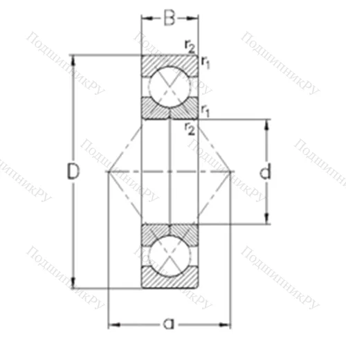 Подшипник шариковый радиально-упорный с четырёхточечным QJ 205-MPA
